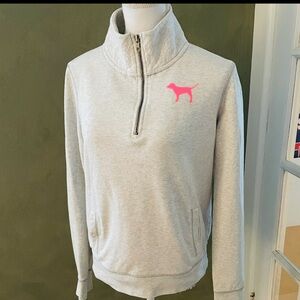 Victoria's Secret PINK Gray Quarter-Zip Sweatshirt with Pink Accent